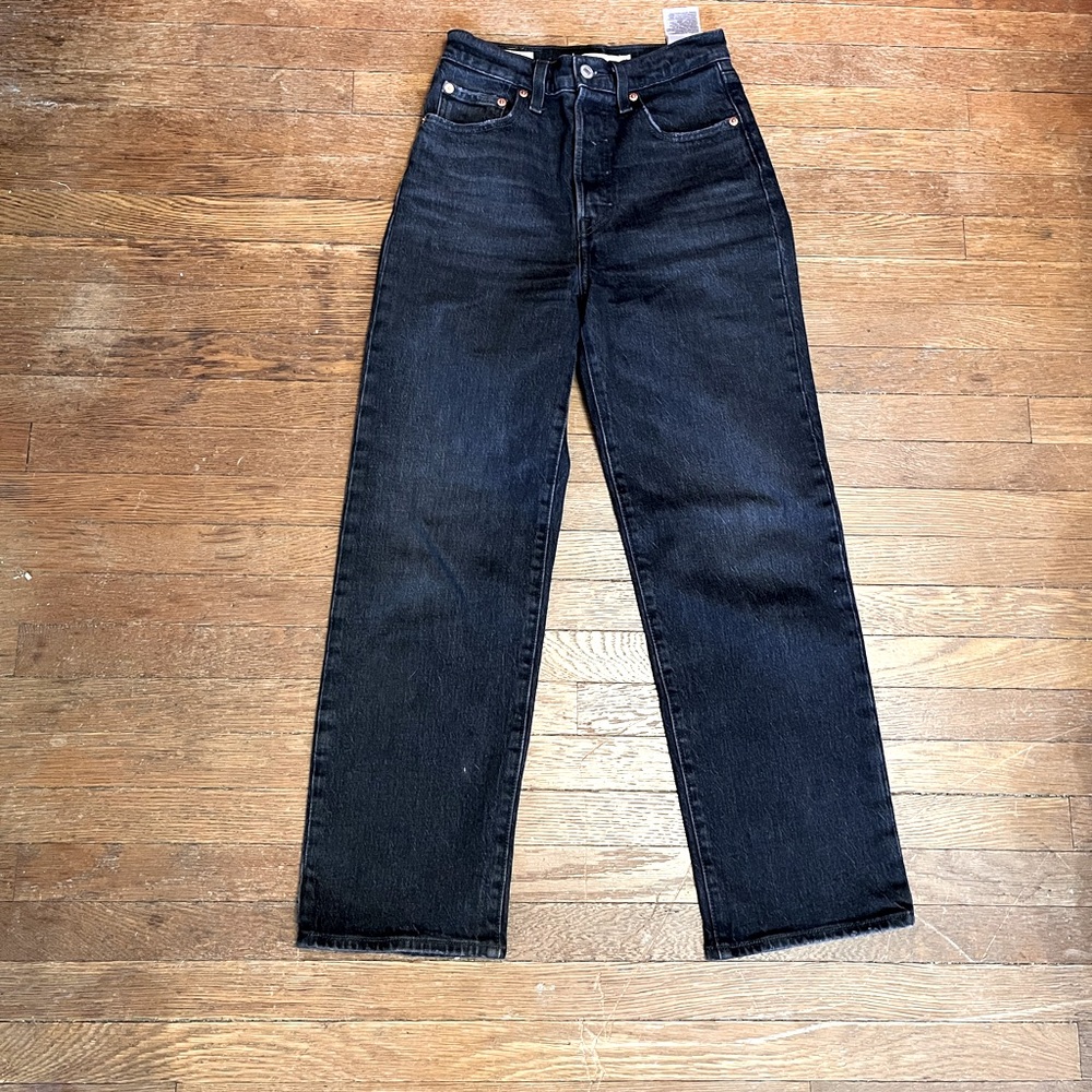 Levi's Black Ribcage Straight Jeans